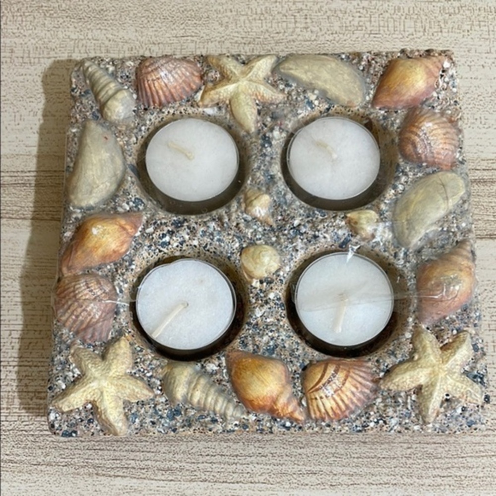 Seashell Tealight Candle Holder - Natural and Cream